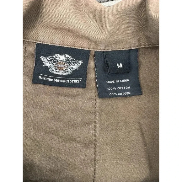 HARLEY DAVIDSON Men Short Sleeved Button Down Shirt Embroidered Dual Side Medium - Picture 8 of 13